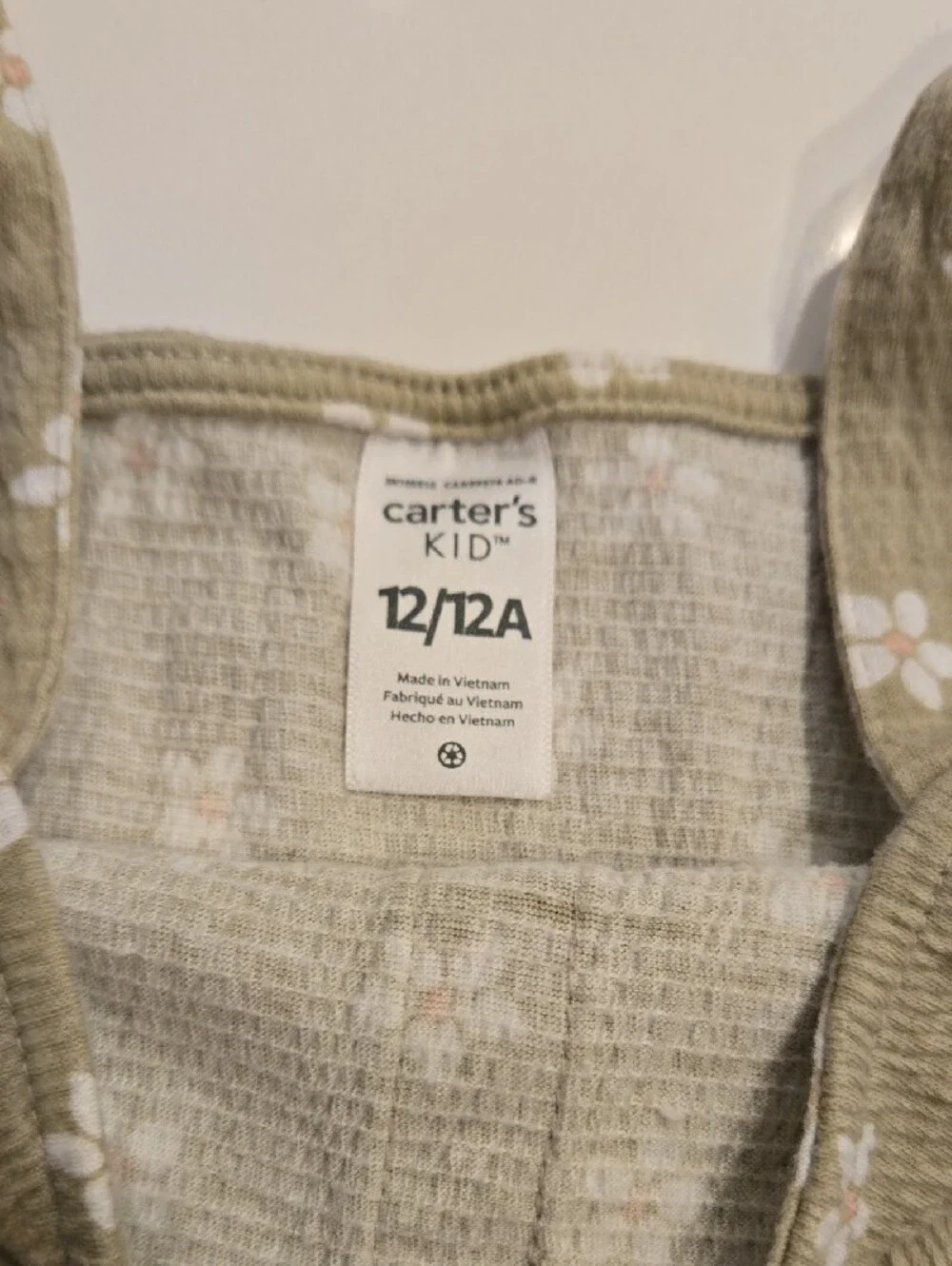 Girls Carter's Olive Green Floral Button Down Ruffle Tank